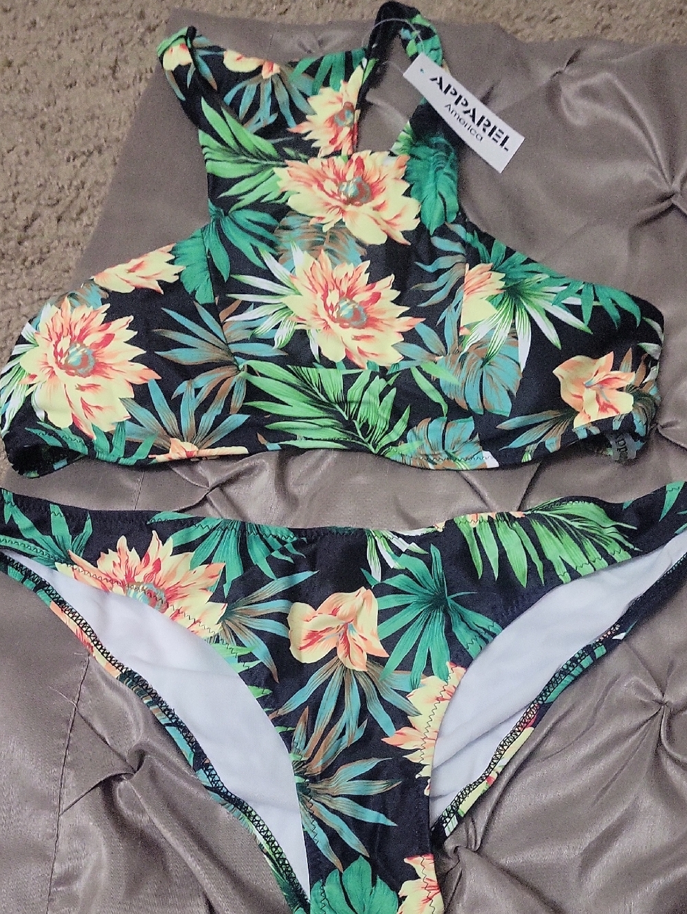 NWT Floral High-Neck Bikini Set